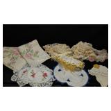 3) Embroidered Pillowcases & Misc Doilies