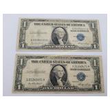 2) 1935 E Silver Certificate Dollar Bills - NO