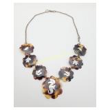 Antique Shell Necklace w Sterling Silver Accents