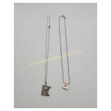 2) Sterling Silver Chains w Small Pendants