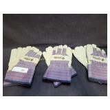 3) Pairs Of Leather & Cloth Work Gloves XL