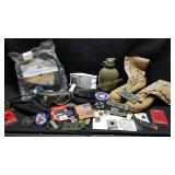 Military Related Mix Lot Goggles, Hats, Pouches,