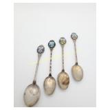 4) Vintage 800 Silver Souvenir Spoons