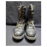 Insulated Black Leather Army Boots Men