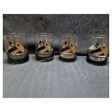 4) Vintage MCM Mid Century Rock Glasses