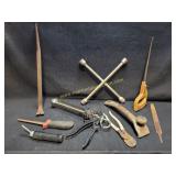 Mix Hand Tools Lot - Caulking Gun, Crowbar, Wire