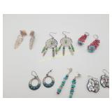 Vntg Southwest Earrings Lot - Sterling & Fashion