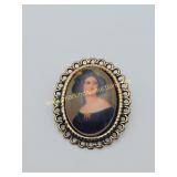 Vintage C Clasp Style Portrait Brooch