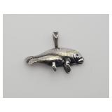 Vintage Sterling Silver Manatee Mother & Baby