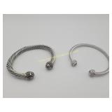 2) Vintage Twisted Wire Cuff Bracelets