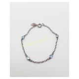 Dainty Sterling Silver Blue Topaz Bracelet - 7"
