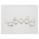 5) Sterling Silver Semiprecious Stones Stacking