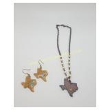 Texas Themed Necklace & Earrings