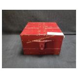 Vintage Wood & Metal Trunk Style Jewelry Box