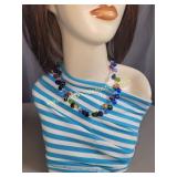 Vintage Multicolor Glass Beads & Sterling Clasp