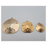 3) Vintage Gold Color Sand Dollars