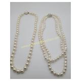 2) Vintage Faux Pearl Necklaces