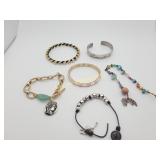 Mix Lot Of 6 Bracelets - Polished Stones, Metal