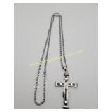 Vintage Stainless Steel Cross Pendant & Chain