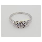 Vintage Sterling Silver 3 CZ Stone Engagenment