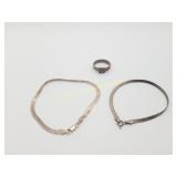 2) Sterling Silver Bracelets / 1 Sterling Ring