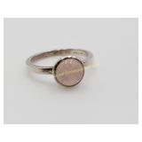 Sterling Silver Pink Quartz Ring Size 6