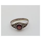 Sterling Silver Garnet Stone Ring Sz 8