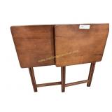 2) Wood Folding TV Trays - Brown