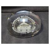 Vintage Glass Paperweight Library Of Congress -