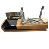 Modern Low Console TV Stand , Mirror, Zebra Bench