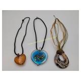 3) Art Glass Necklaces