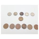 Mix Coins Silver Dimes, Indian Head Penny, Error