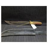 Large Bowie Style knife w Leather Sheath