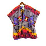 New Fleece Open Poncho Aztec Pattern One Size