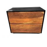2 Tone Black Brown 2 Drawers Nightstand
