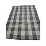 Calandra Leather & Cotton Area Rug Charcoal Grey