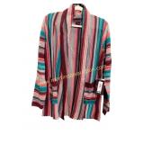 New Womenï¿½s Red Multicolor Duster Cardigan Large