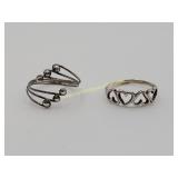 2) Sterling Silver Rings Size 6