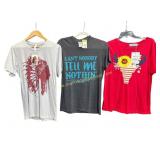 3) New Ladies Tees 2 Small, 1 Medium