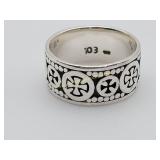 Vintage Sterling Silver Maltese Cross Wide Band