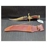 Decorative Bowie Style Knife w Leather Sheath