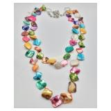 Double Strand Boho Chic Multicolor Mother Pearl
