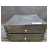 2) 16" x 16" Black Metal Cash Drawer - NO KEY