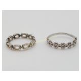 2) Sterling Silver Rings Sizes 7 & 8