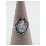 Vintage Sterling Silver Opals Mexico Ring