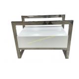 New Modani Bari White Nightstand Chrome Frame