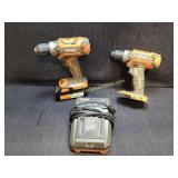 2 Ridgid 18V Drills, 1 Battery & 1 Charger