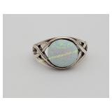 Sterling Silver Opal Ring Sz 5-3/4