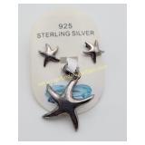 Sterling Silver Star Fish Earrings & Pendant