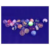 Lot Of 25 Vintage Glass Marbles, Mixed Lot,